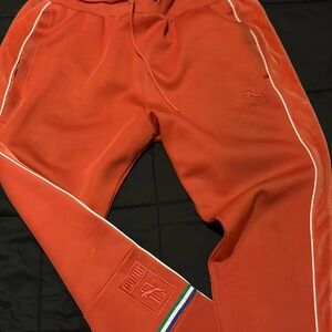 Puma Big Sean Orange Track Pants with White Piping